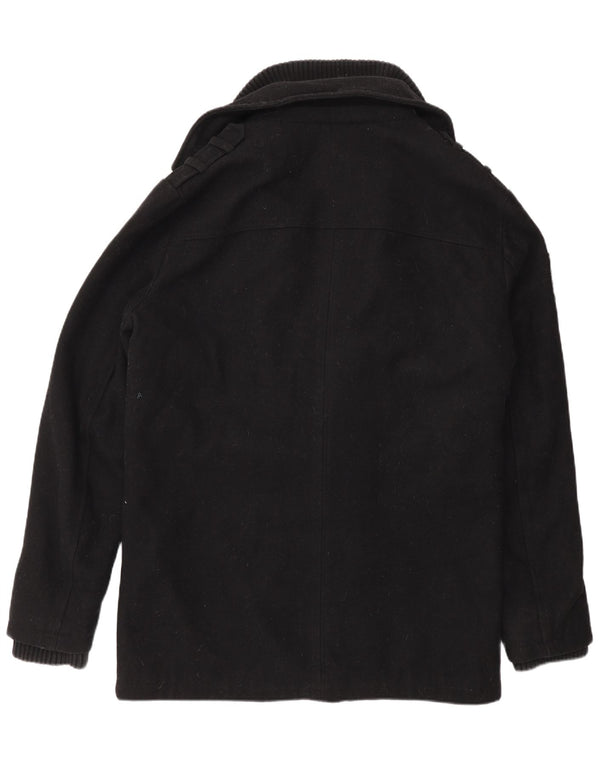 Jack & Jones Herre Pea Coat UK 40 Large Black Wool