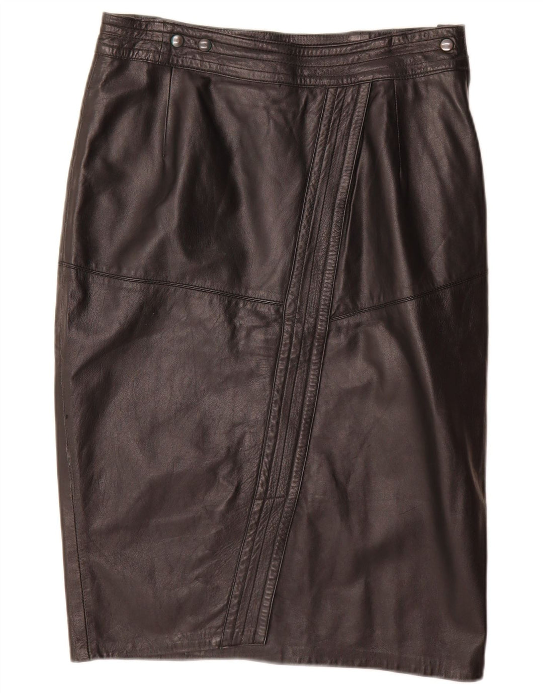 Vintage Womens Leather Pencil Skirt W32 Large Black