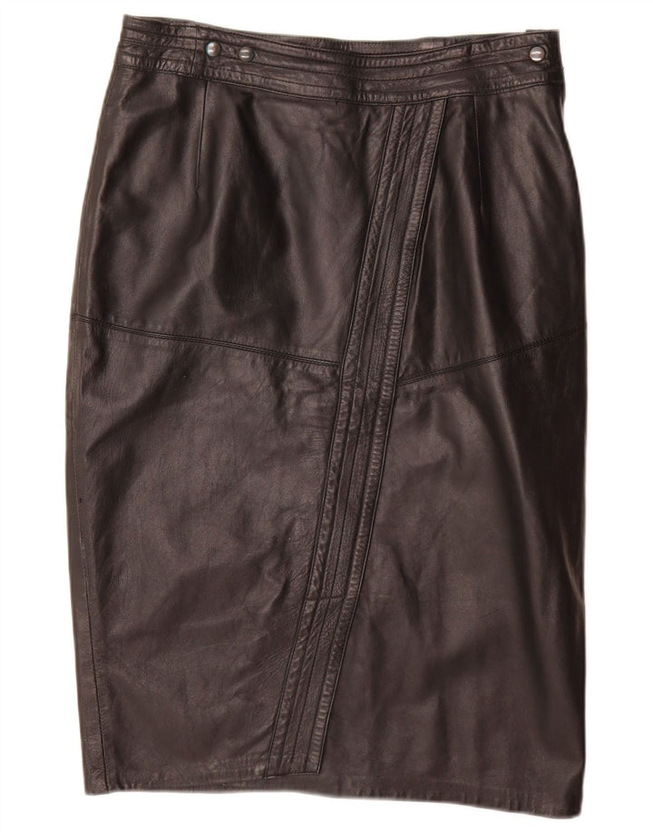 Vintage Womens Leather Pencil Skirt W32 Large Black