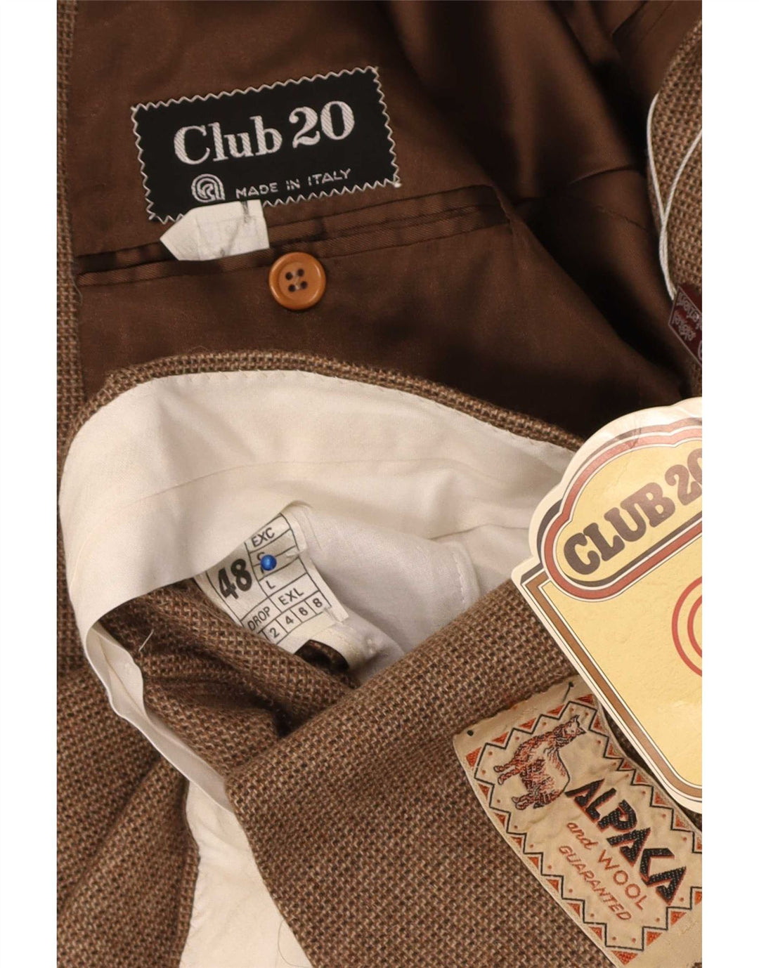 Vintage Mens 2 Button 3 Piece Suit IT 48 Medium W30 L31 Brown Alpaca Wool