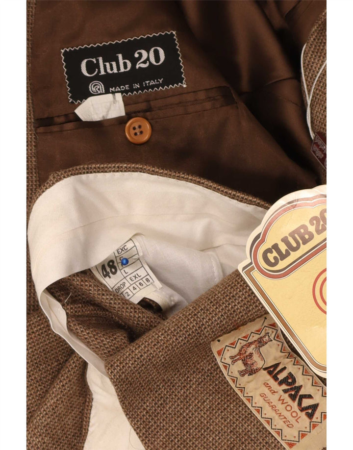 Vintage Mens 2 Button 3 Piece Suit IT 48 Medium W30 L31 Brown Alpaca Wool