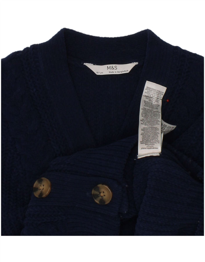 MARKS & SPENCER Girls Cardigan Sweater 6-7 Years Navy Blue Polyester