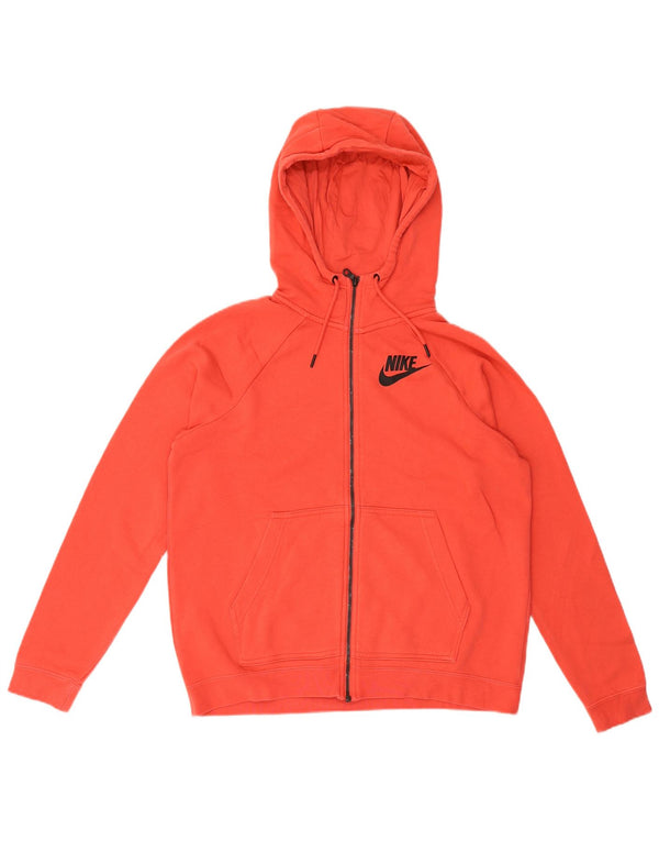 Nike Pull à capuche zippé surdimensionné pour femme UK 14 Coton rouge moyen