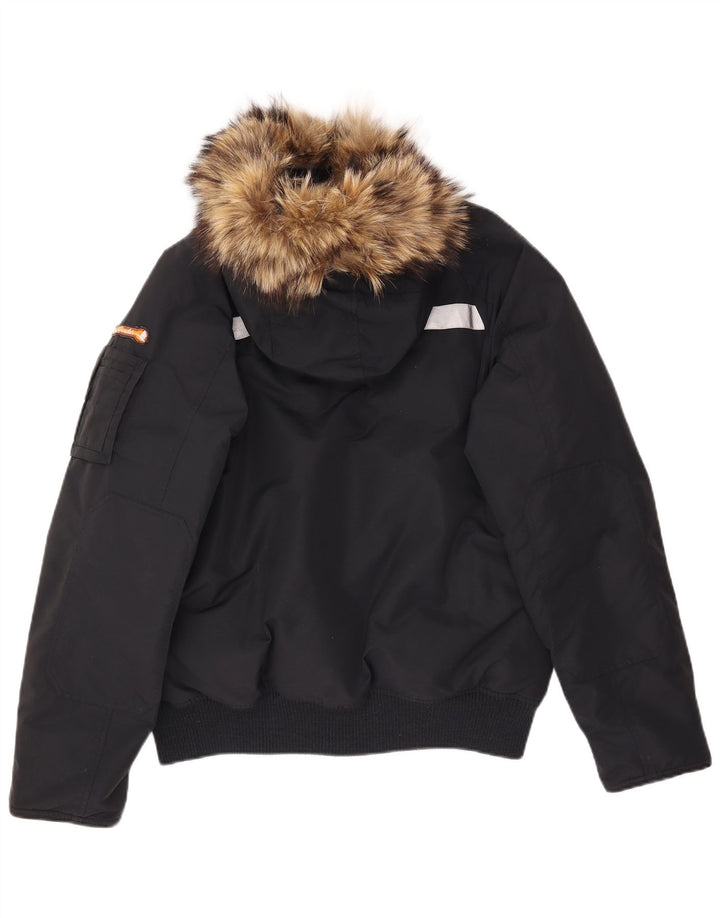 Goose & Gander Mens Hooded Padded Bomber Jacket IT 48 Medium Black Nylon