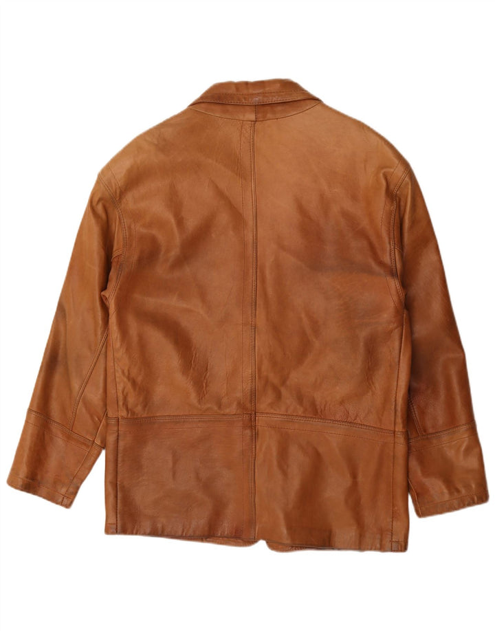 Jaqueta blazer masculina de couro com 2 botões Renna IT 46 pequena marrom