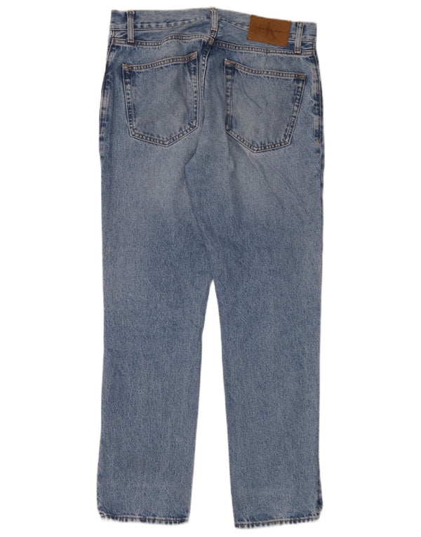 Calvin Klein Mens Slim Straight Jeans W32 L30 kék pamut