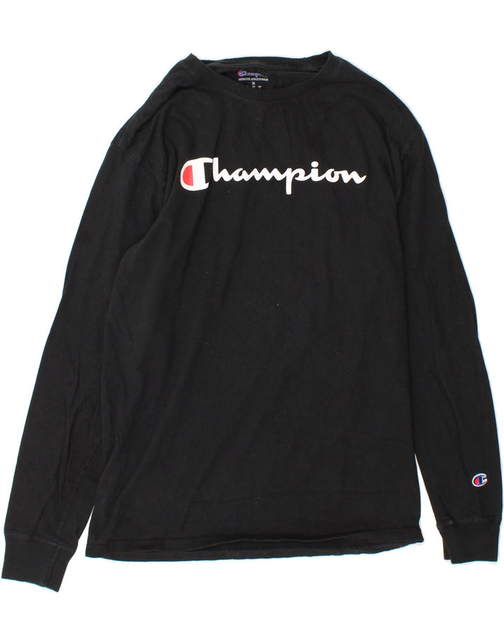CHAMPION Mens Graphic Top Long Sleeve Medium Black Cotton Vintage Champion and Second-Hand Champion from Messina Hembry 