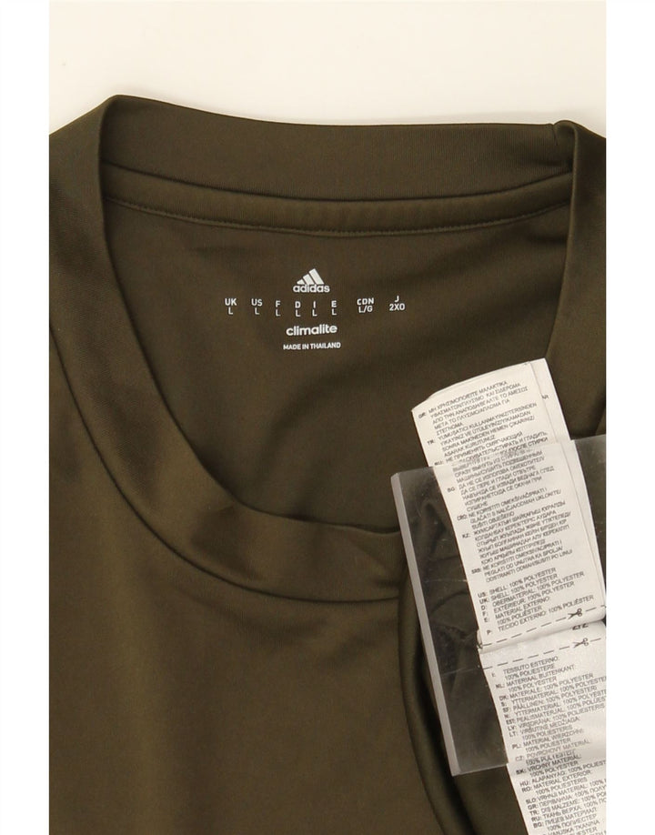 Adidas Mens Climalite T-Shirt Top Large Khaki Polyester