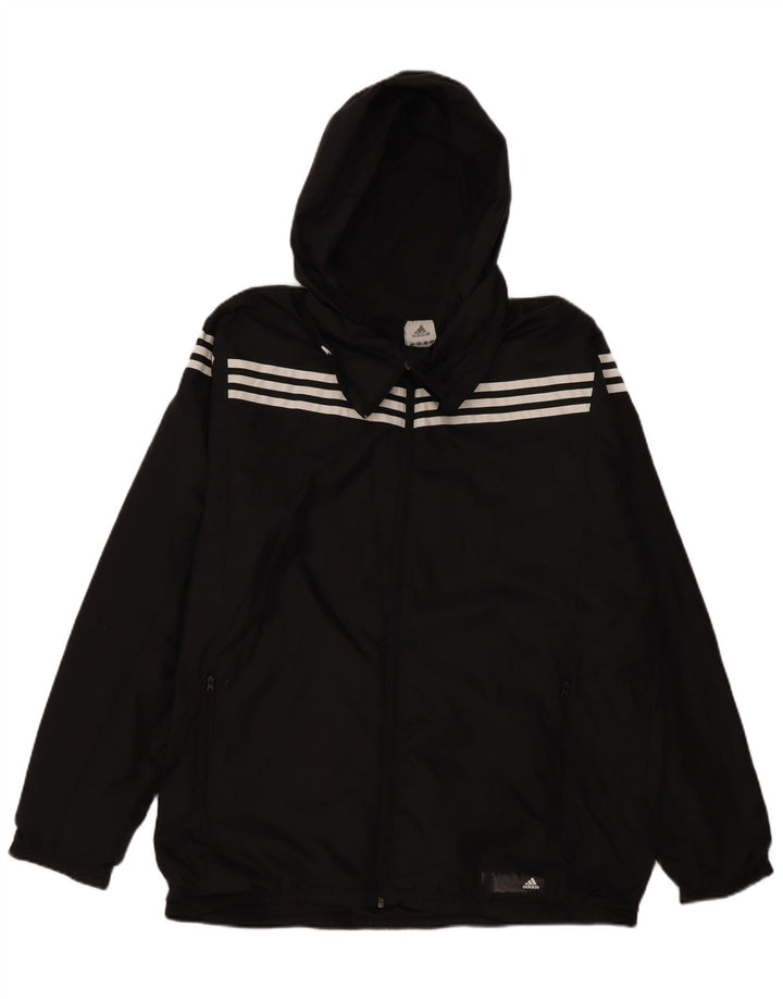 Adidas Mens Hooded Rain Jacket UK 42 XL Black Polyester