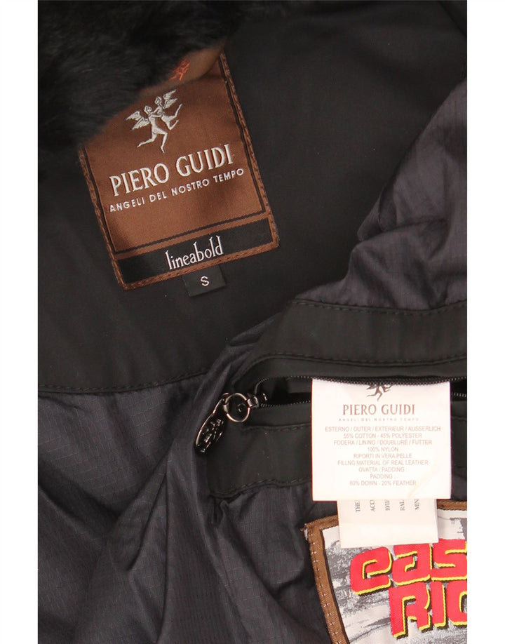 PIERO GUIDI Damen Übergroße wattierte Jacke UK 10 Small Schwarz Baumwolle