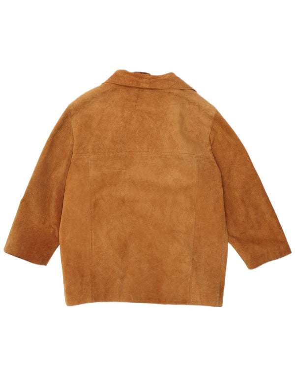 Vintage Womens Suede Jacket IT 48 XL Brown Leather