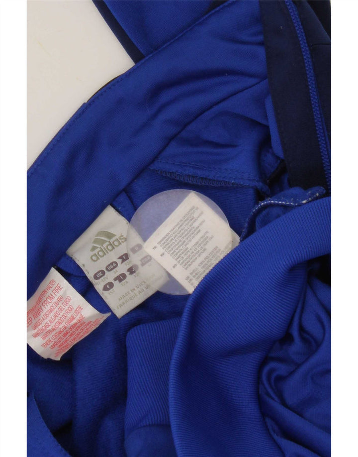 Adidas Boys Tracksuit Top Jacket 11-12 Years Blue Colourblock Polyester