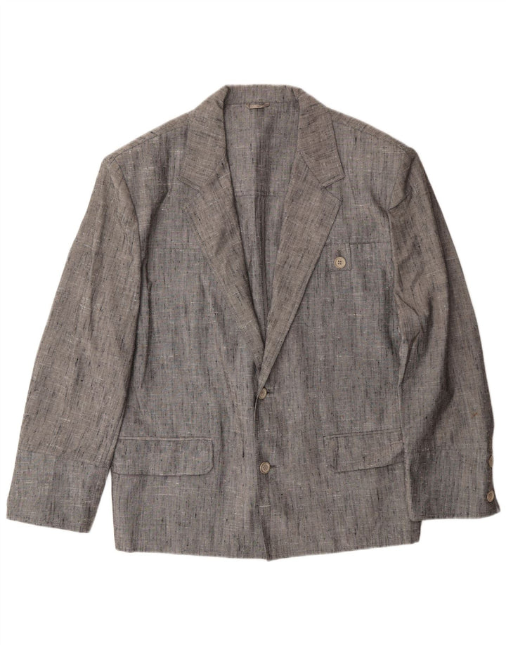 Vintage Mens 2 Button Blazer Jacket IT 50 Large Grey Flecked Polyester