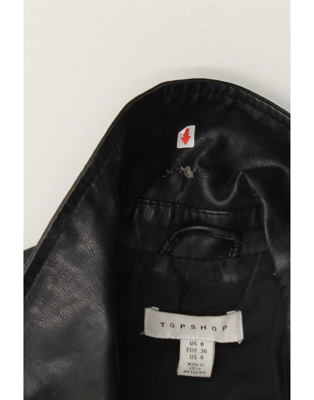 Topshop Chaqueta motera para mujer UK 8 Small Poliéster negro