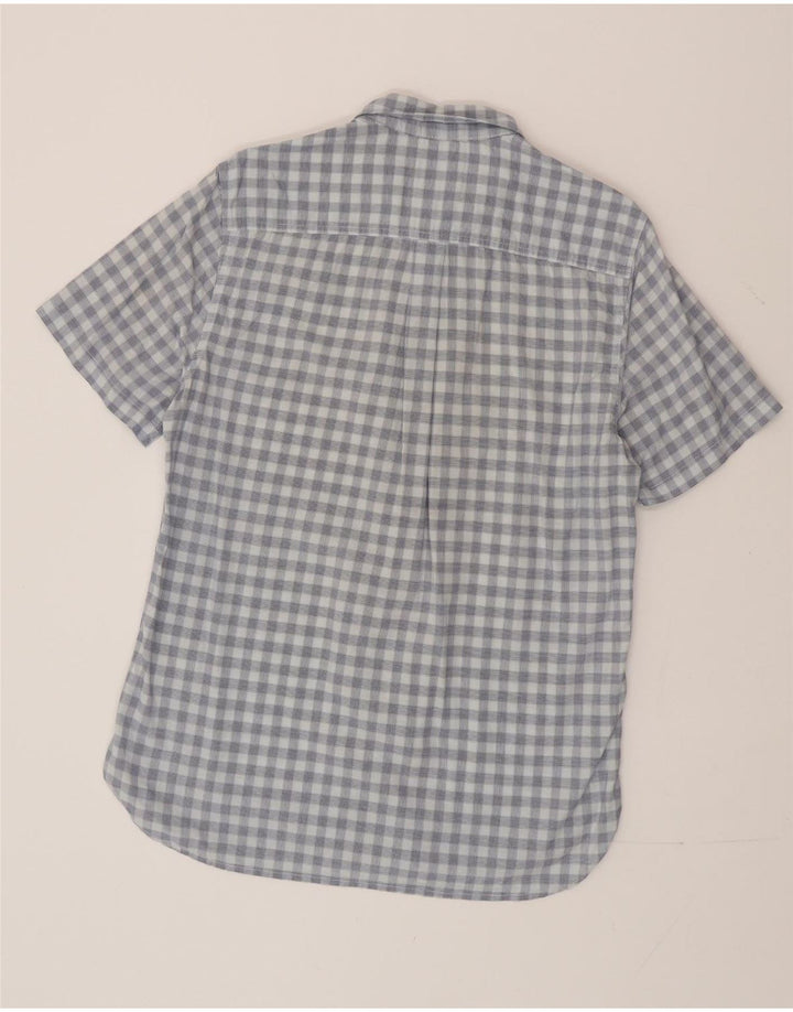 Superdry Herren-Kurzarmhemd mit normaler Passform, mittelblaue Gingham-Baumwolle