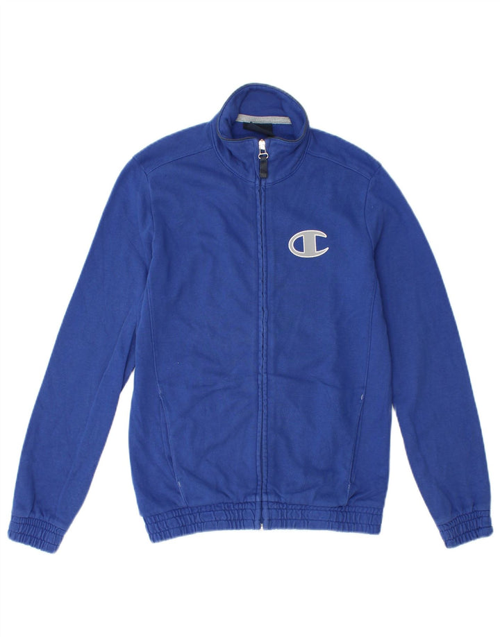 Champion Boys Tracksuit Top Jacket 9-10 Years Medium Blue Cotton