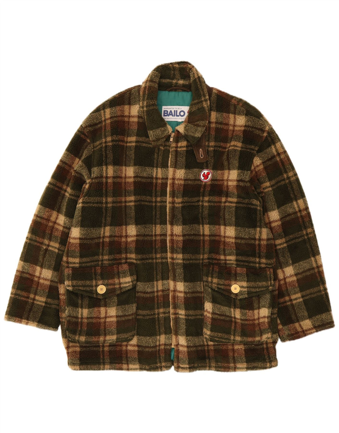 Bailo Chaqueta polar para hombre UK 42 XL Poliéster a cuadros verdes