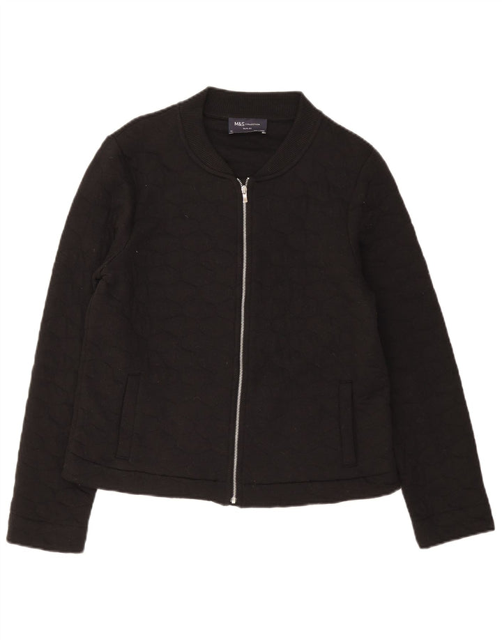 Marks & Spencer Womens Slim Fit Quilted Jacket UK 12 Medium  Black Cotton