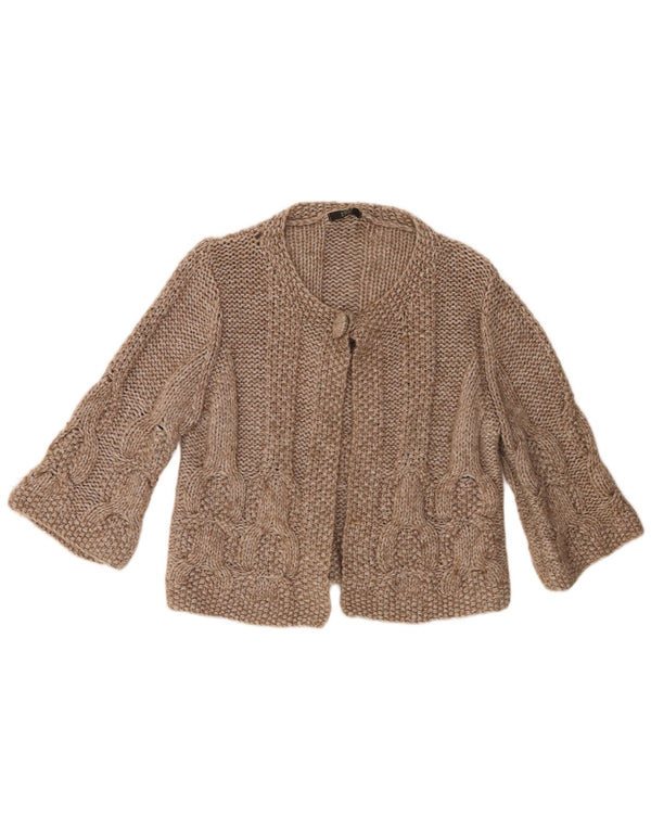 Marks & Spencer Damen 3/4-Ärmel Crop Cardigan Pullover UK 16 Large Beige