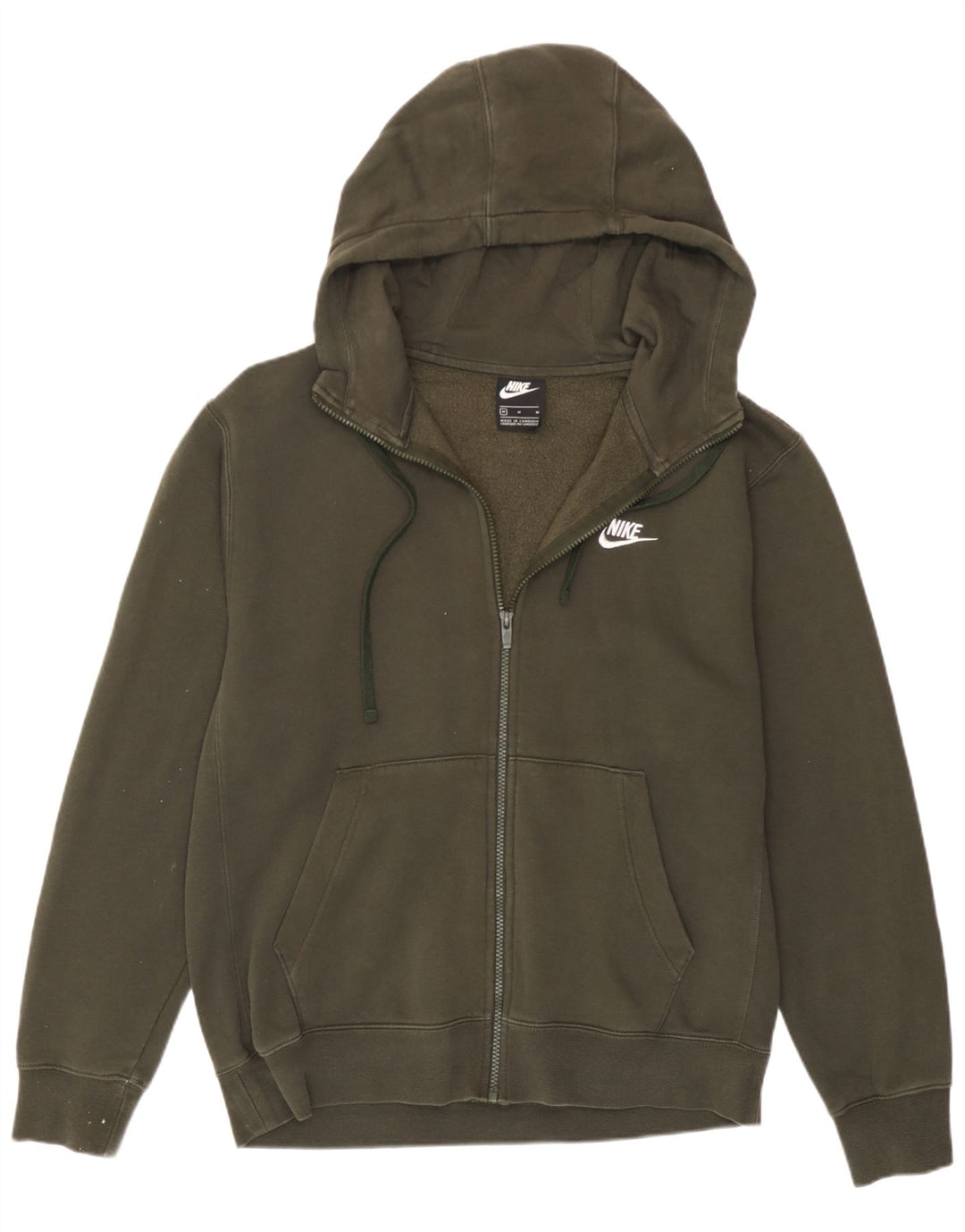 Nike Mens Zip Hoodie Sweater Medium Khaki Cotton