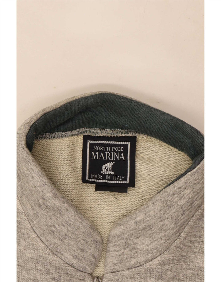 North Pole Mens Zip Neck Sweatshirt Jumper XL Grey Colourblock