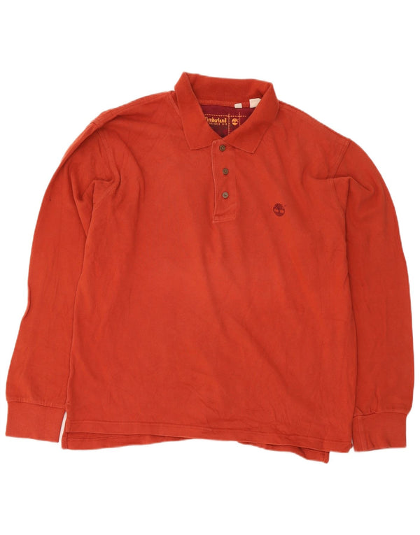 Polo da uomo a maniche lunghe Timberland grande in cotone arancione