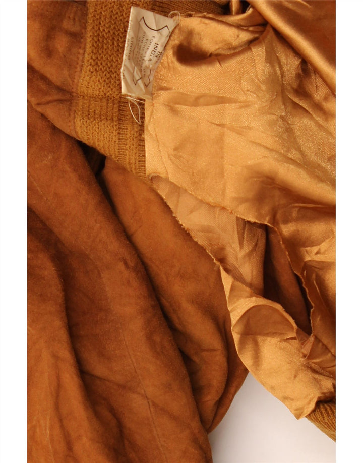 Vintage Mens Suede Bomber Jacket EU 56 3XL Brown Leather