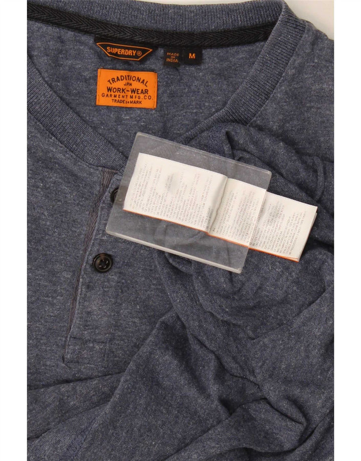 Superdry Mens T-Shirt Top Medium Blue Flecked Cotton