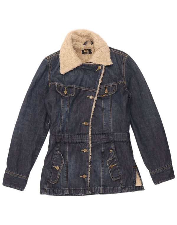 Lee Veste Sherpa en jean pour femme UK 14 Large Bleu Coton