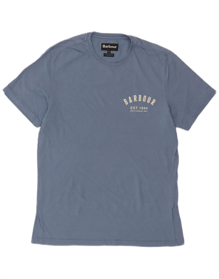 BARBOUR Mens Tailored Fit T-Shirt Top Medium Blue Cotton
