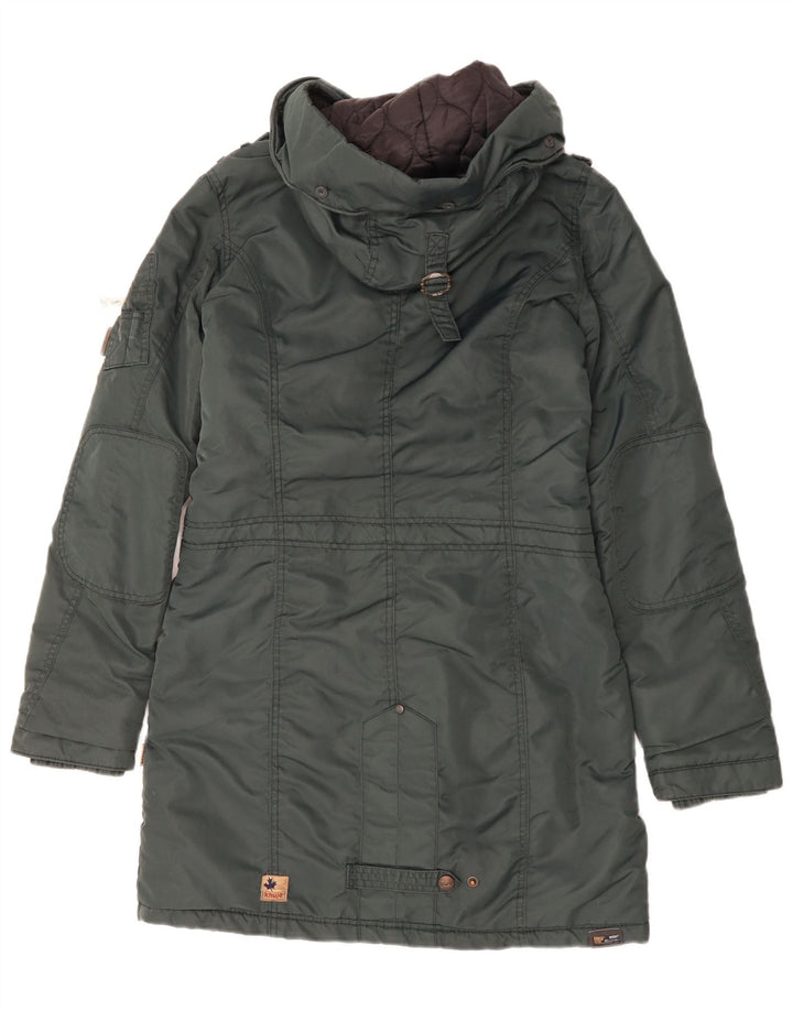 KHUJO Mens Hooded Parka Jacket UK 38 Medium Green