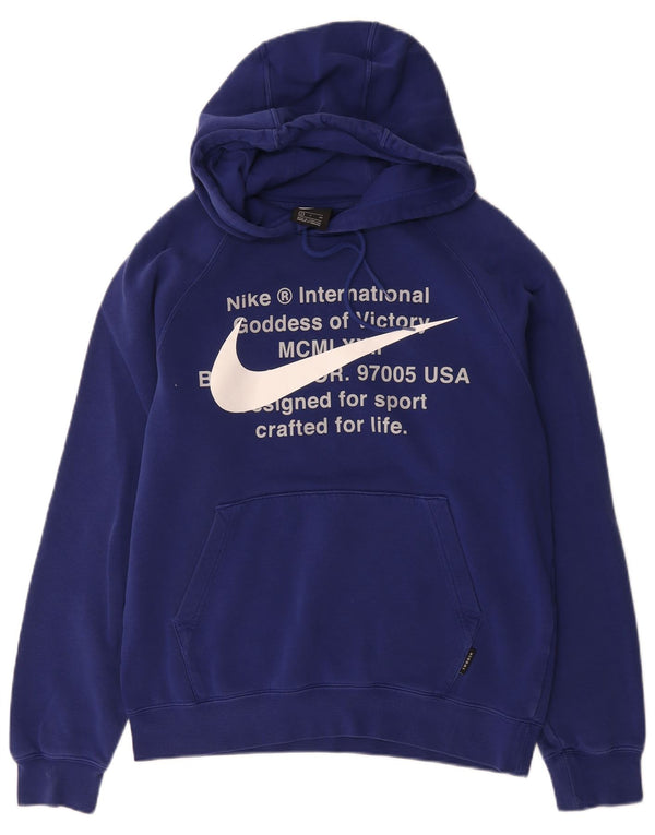 Nike Mens Graphic Hoodie Jumper Small Navy Blue Cotton