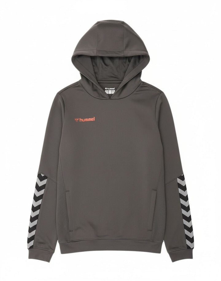 HUMMEL Boys Graphic Hoodie Jumper 13-14 Years Grey Polyester