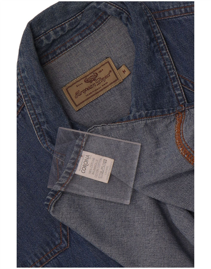 Camicia di jeans da uomo del progetto europeo Cotone blu medio