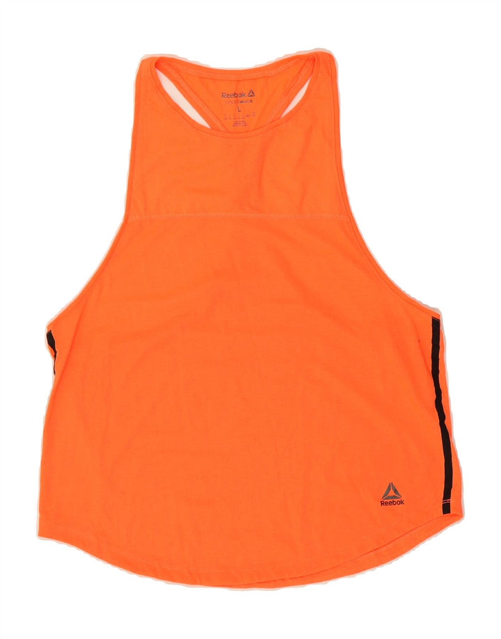 REEBOK Womens Vest Top UK 16 Large Orange Polyester Vintage Reebok and Second-Hand Reebok from Messina Hembry 