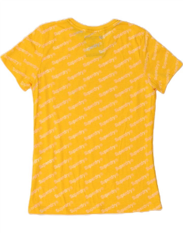 SUPERDRY Womens Graphic T-Shirt Top UK 10 Small Yellow Polyester Vintage Superdry and Second-Hand Superdry from Messina Hembry 