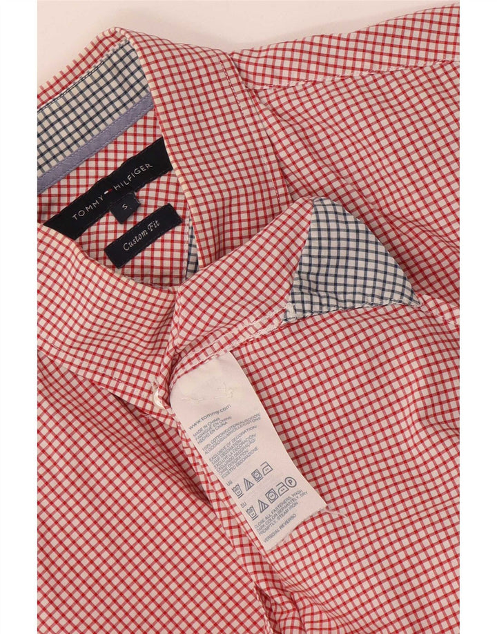 Tommy Hilfiger Mens Custom Fit Shirt Small Red Gingham Cotton