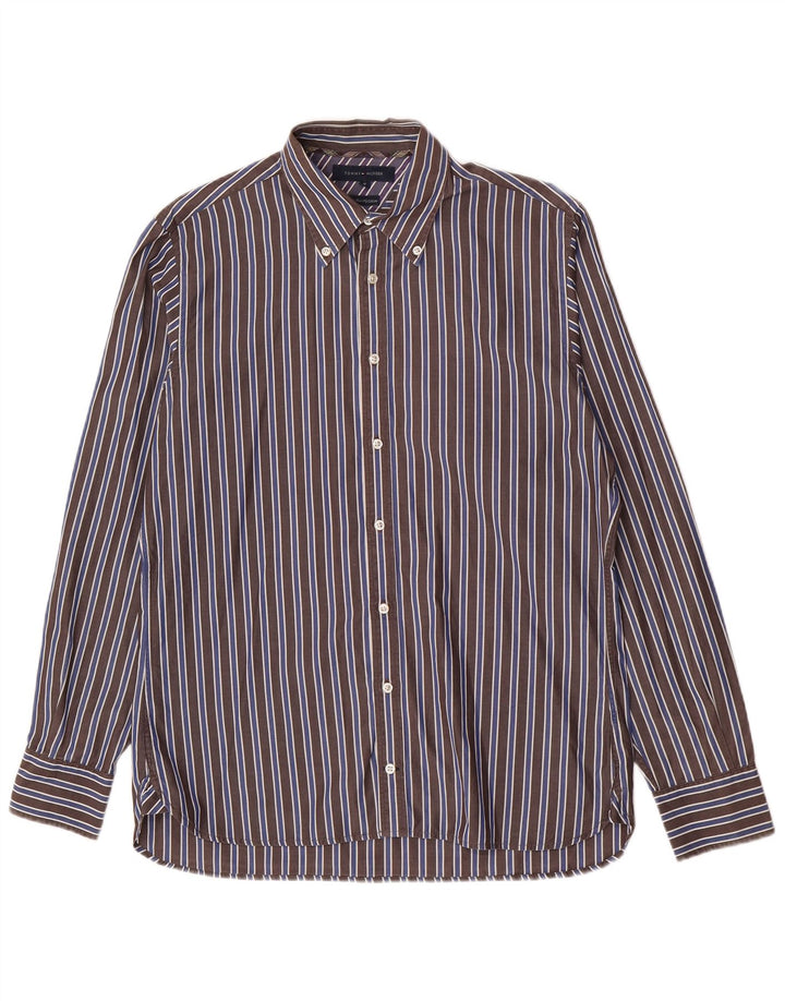 Tommy Hilfiger Herreskjorte Medium Brun Stribet Bomuld