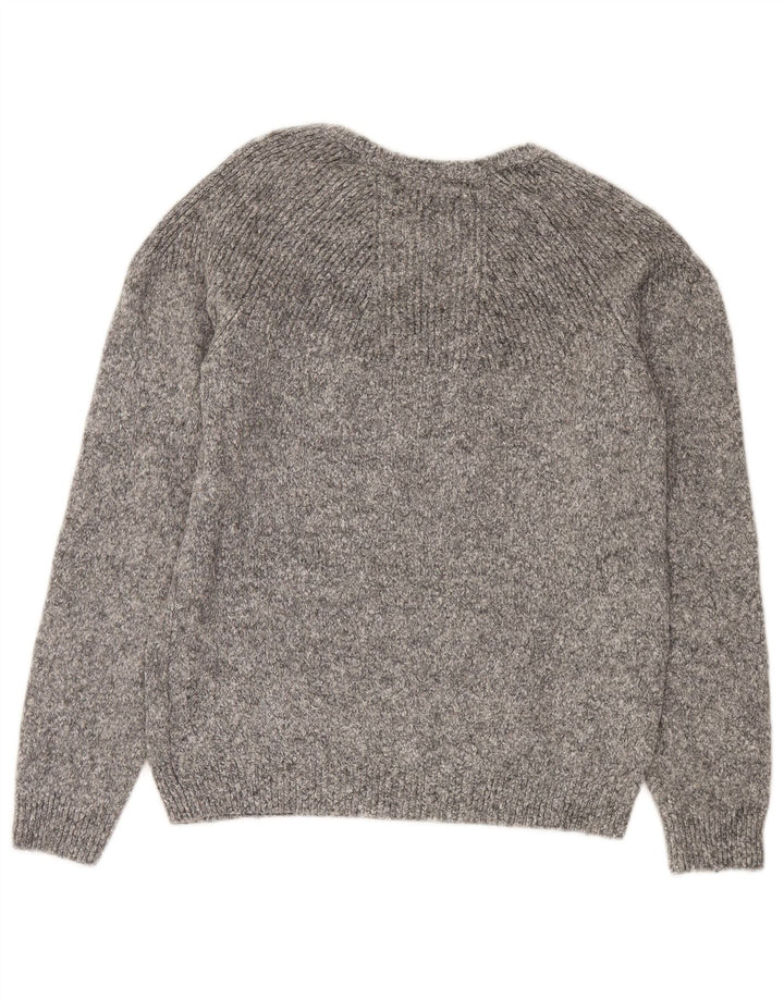 Zara Mens Boat Neck Jumper Sweater Medium Grey Flecked Wool