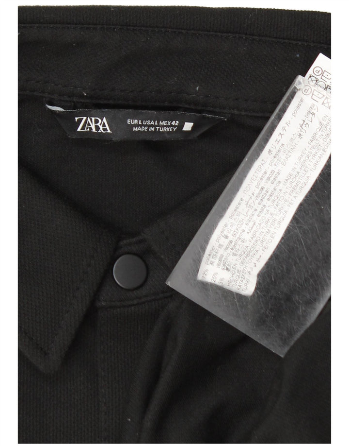 Zara Mens Overshirt Shirt Large Black Polyester
