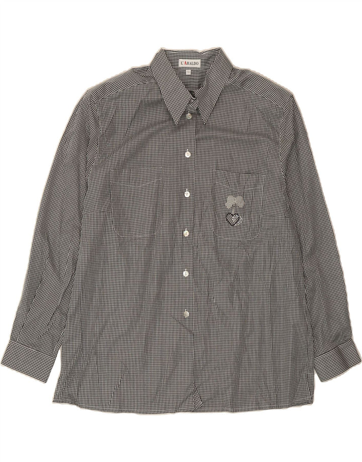 VINTAGE Womens Shirt EU 46 XL Black Gingham Cotton Vintage Vintage and Second-Hand Vintage from Messina Hembry 
