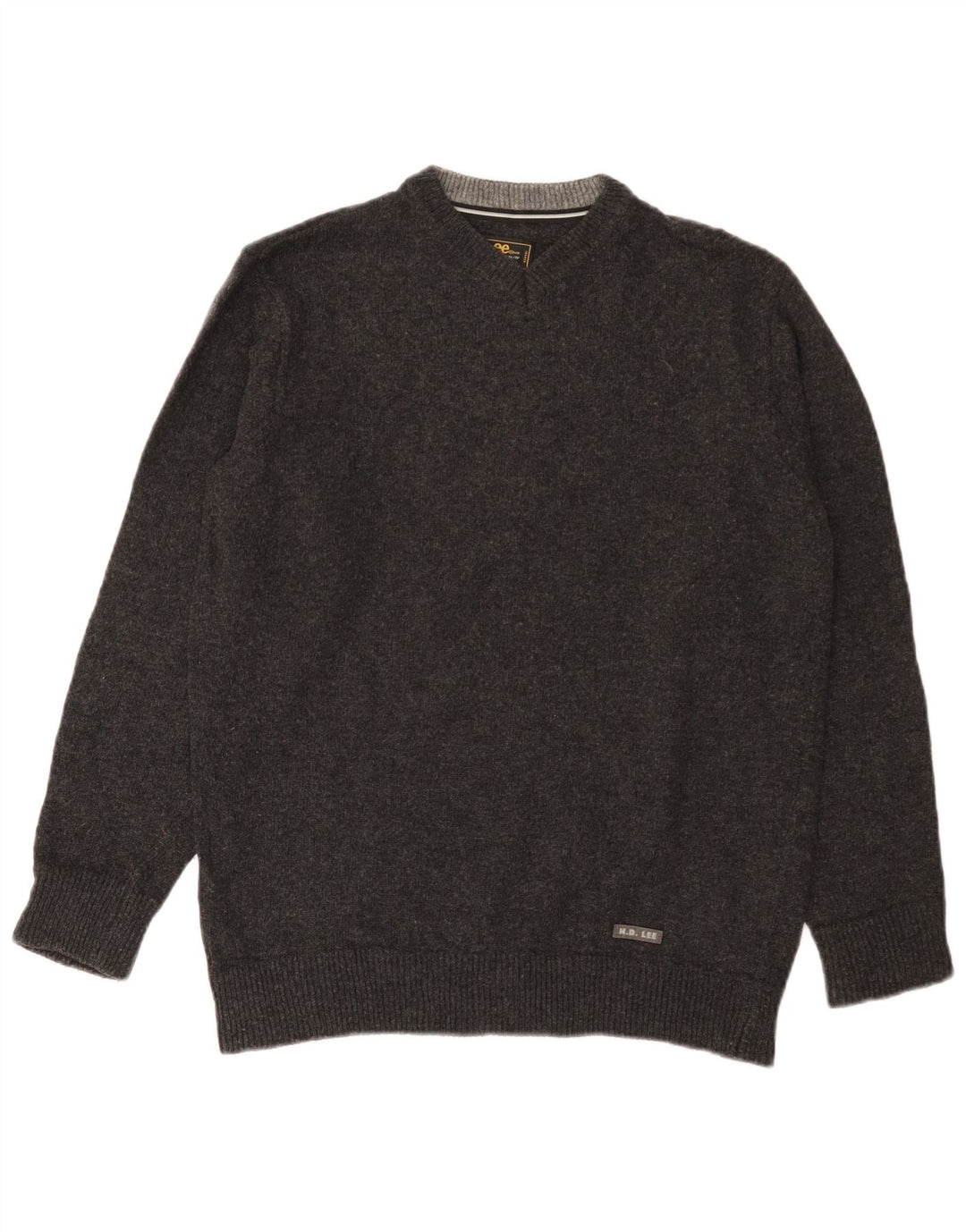 Lee Herre V-hals sweater mellemgrå uld