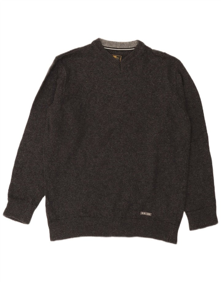 Lee Herre V-hals sweater mellemgrå uld