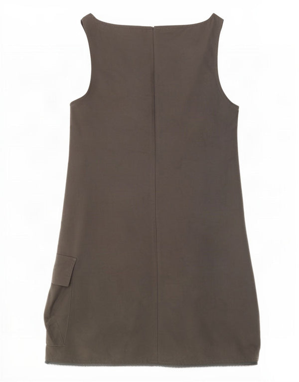 Krizia Jeans Womens Sleeveless Shift Dress UK 12 Medium Grey Cotton