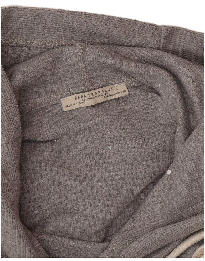 Top oversize con cappuccio da donna Zara a maniche lunghe UK 14 Grigio medio maculato