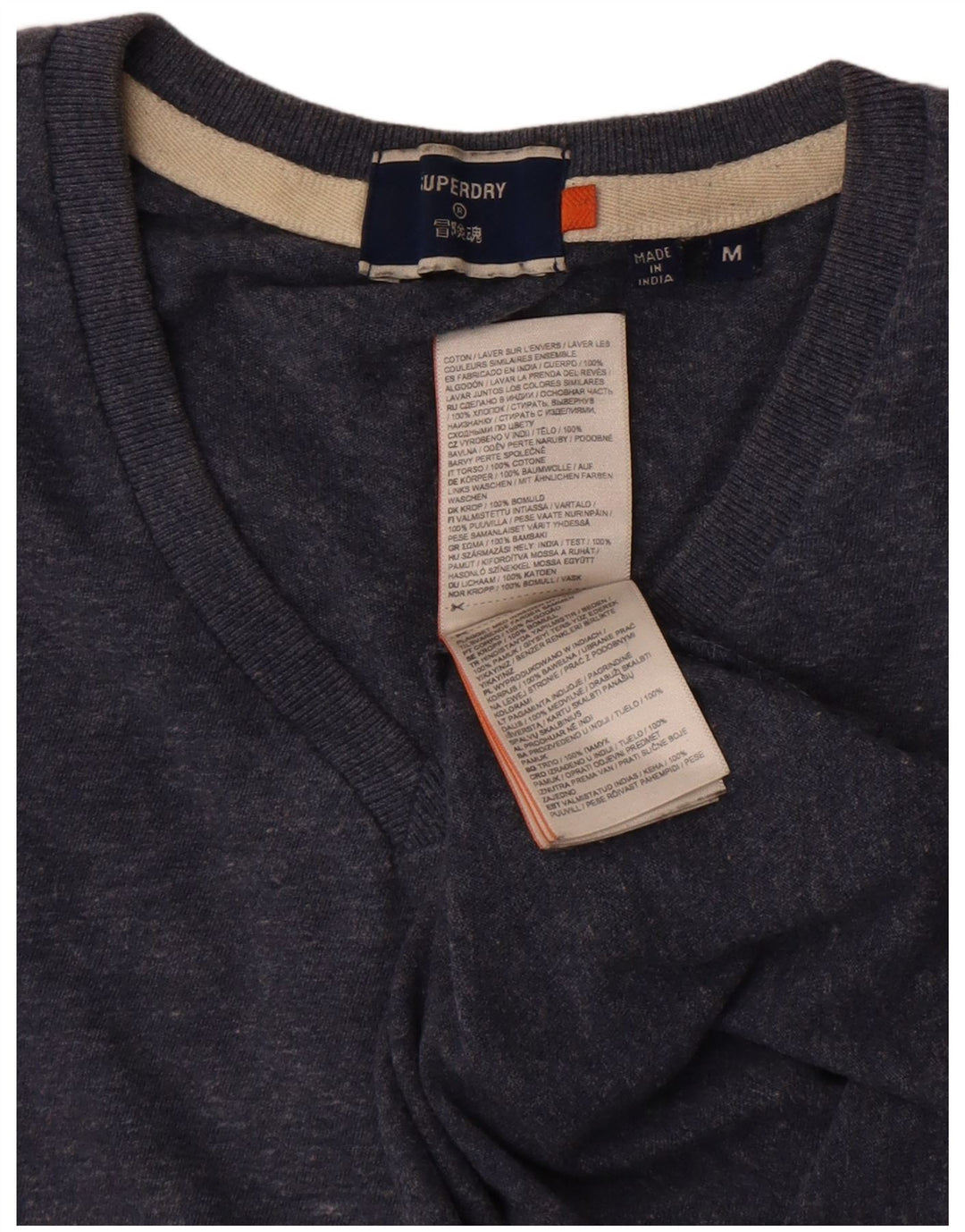 Superdry Mens T-Shirt Top Medium Navy Blue Cotton