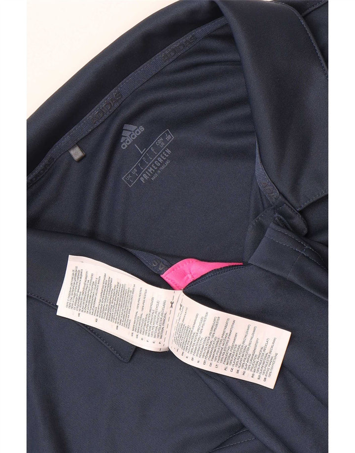 Adidas Mens Polo Shirt Large Navy Blue Colourblock Polyester
