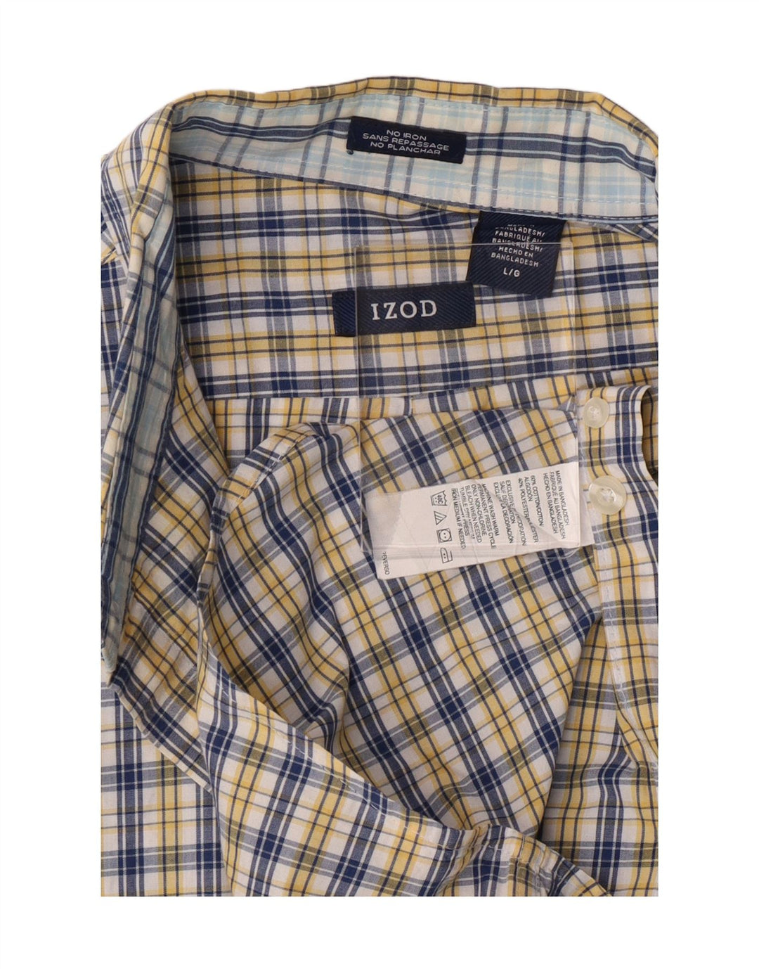IZOD Mens Shirt Large Blue Check Cotton Vintage Izod and Second-Hand Izod from Messina Hembry 