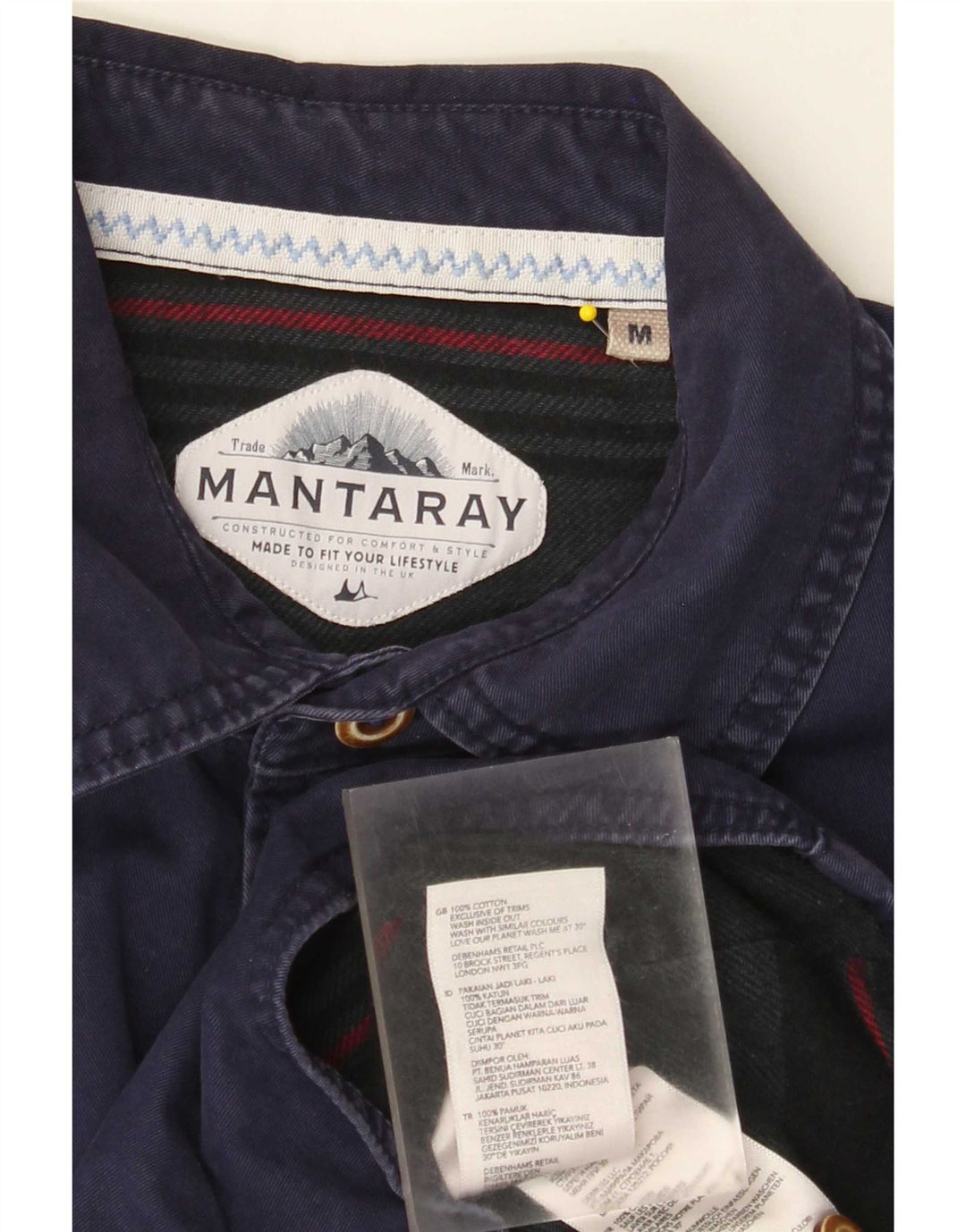 Camisa Mantaray Hombre Mediana Azul Marino Algodón