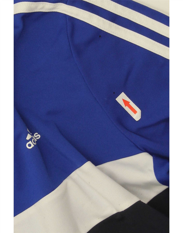 Adidas Boys Tracksuit Top Jacket 13-14 Years Blue Colourblock Polyester